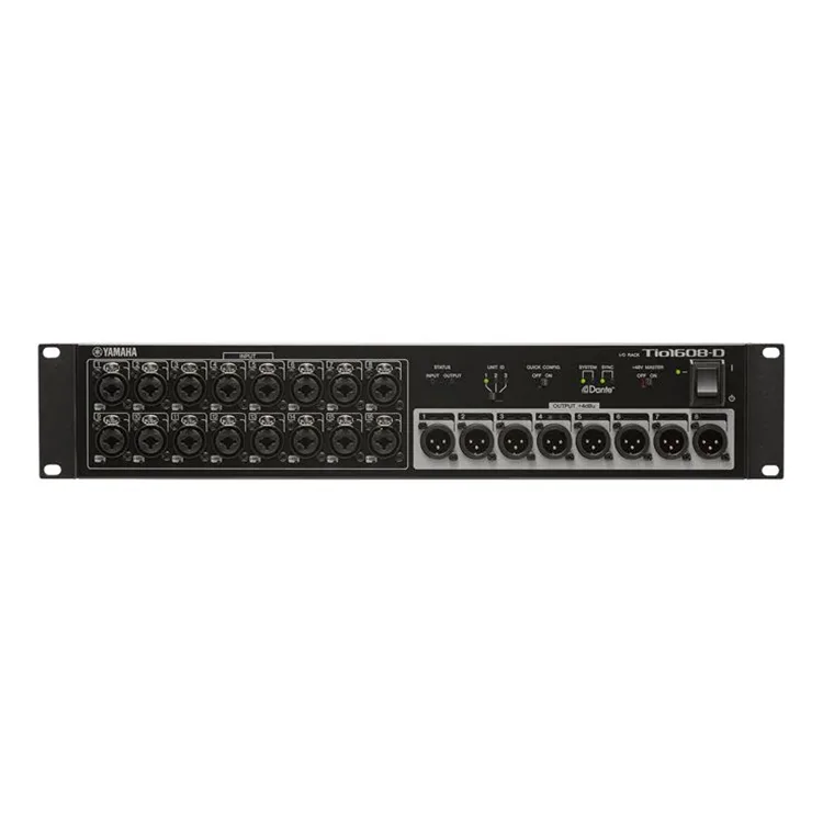 Yamaha Tio1608-D Digital Mixer mit 16 Eingängen und 8 Ausgängen in Rackmontage.